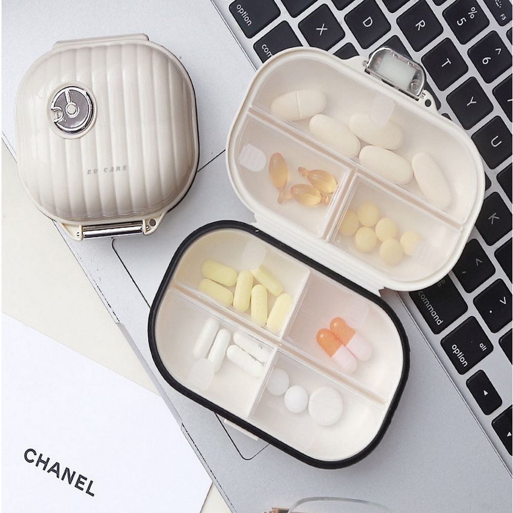 便携式7格密封防潮藥盒收納盒飾品盒(1大1小共2入)