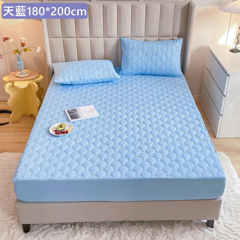 高分子納米防水床單床罩保潔墊附枕頭罩雙人加大(100%防水防蹣抗菌)