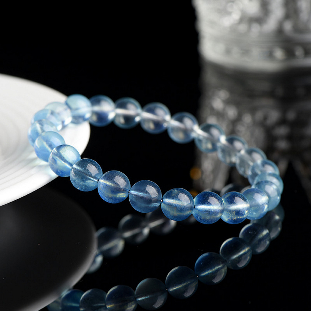 天然7A收藏級漸變藍魔鬼藍冰種海藍寶石水晶手環手鍊-水晶手環水晶手鍊